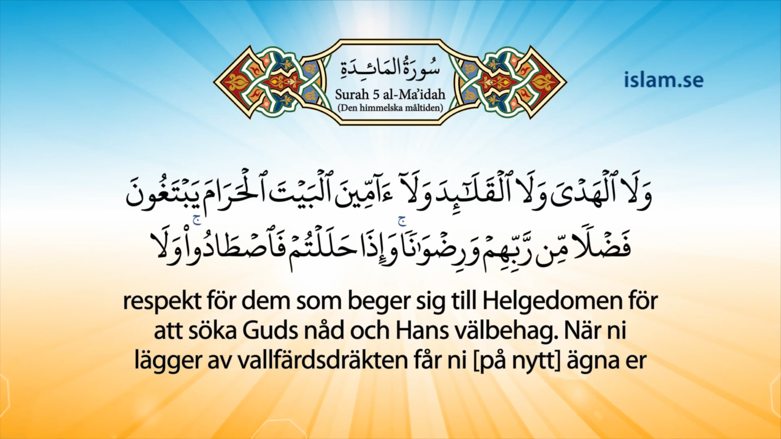Koranen på svenska kapitel 5 al-Ma’idah Den himmelska måltiden