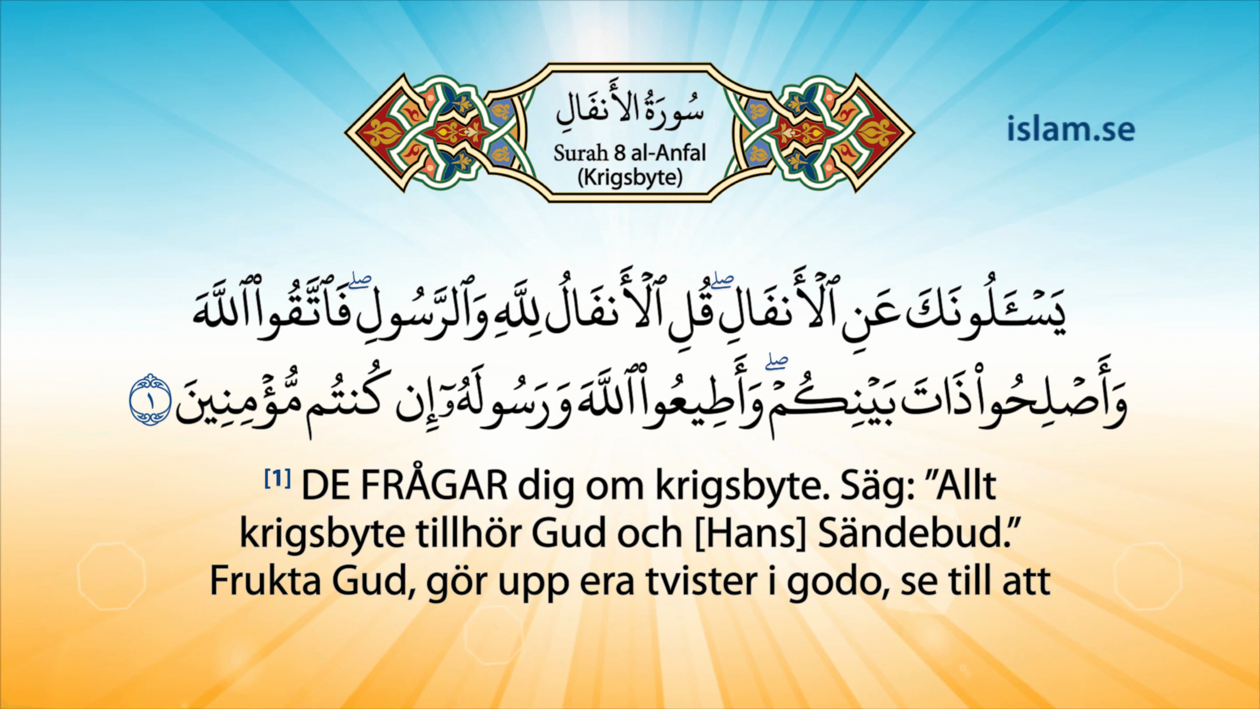 Koranen på svenska Kapitel 8 al-Anfal – Krigsbyte